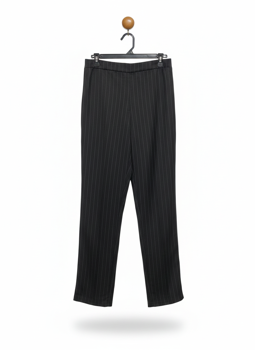 CLASSIC BLACK PINSTRIPE TROUSERS |L| WAITS 31|