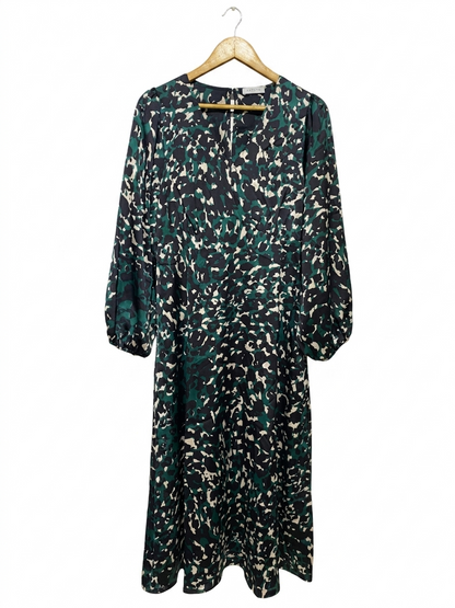 PAPAYA |M| BUST 17| B14| EMERALD ABSTRACT ANIMAL PRINT MIDI DRESS