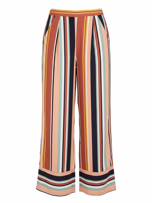 PRIMARK |S| WAIST 26| B5| CHIC MULTICOLOR STRIPED WIDE LEG CULOTTE PANTS