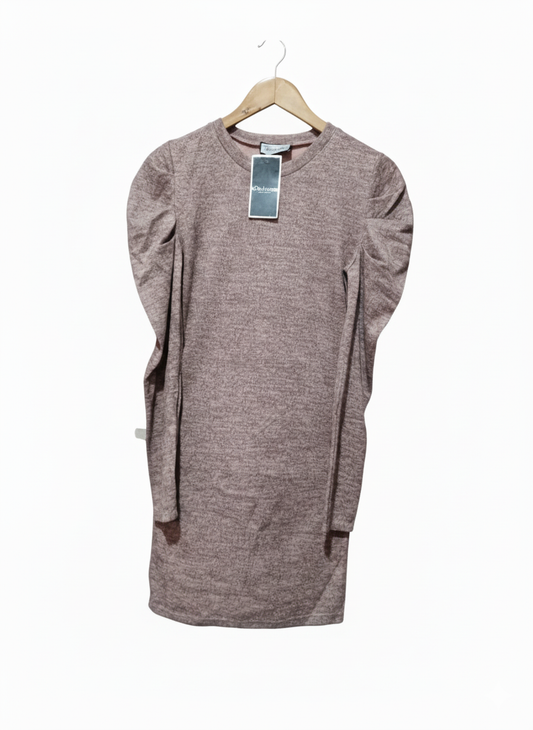 EDREHI Puff Sleeve Sweatshirt Dress