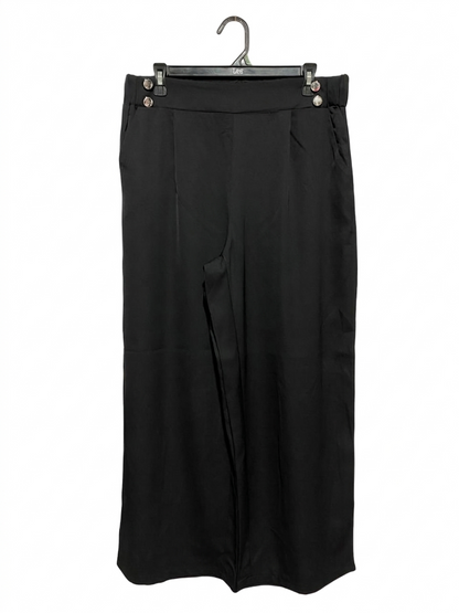 CHIC BLACK HIGH-WAISTED SAILOR-STYLE WIDE-LEG TROUSERS |XL| WAIST 33|