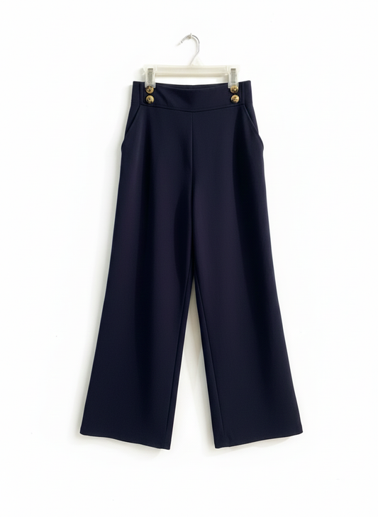 RIVER ISLAND|XS|WAIST 24|NAVY BLUE WIDE-LEG TROUSERS