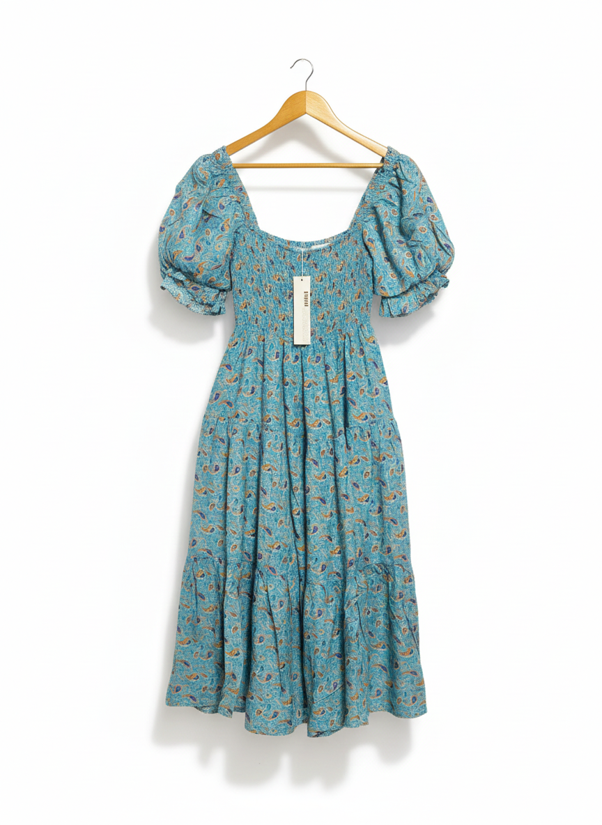 MORNING MIST|S|BUST 14| VINERIA FLORAL-PRINT COTTON MIDI DRESS