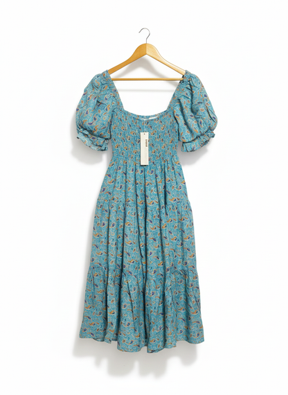 MORNING MIST|S|BUST 14| VINERIA FLORAL-PRINT COTTON MIDI DRESS