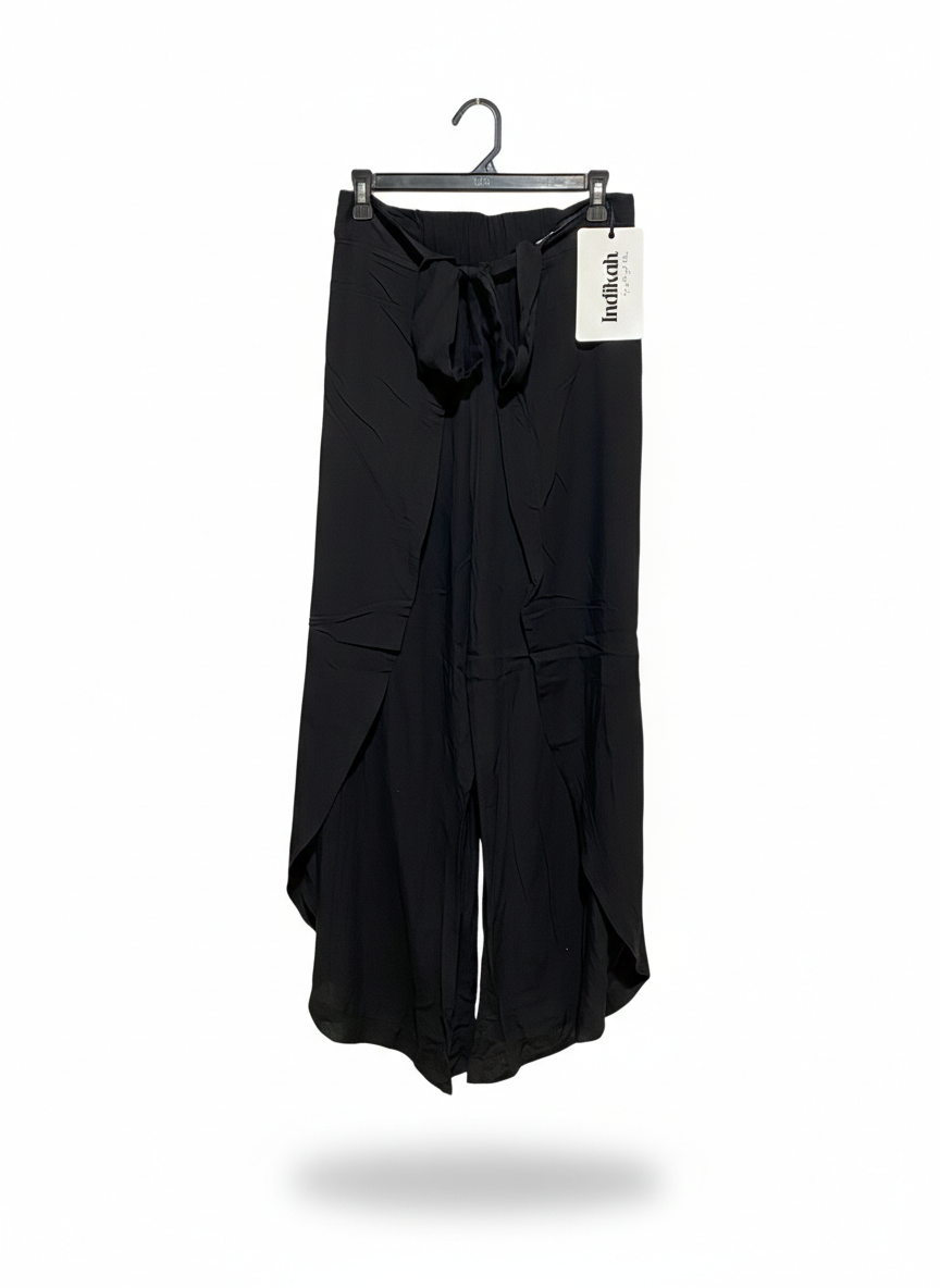 INDIKAH |M| WAIST 28| ELEGANT JET BLACK WRAP PANTS