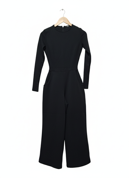 BOOHOO Black Long Sleeve Wide Leg Jumpsuit UK8 - W-15/ L-50