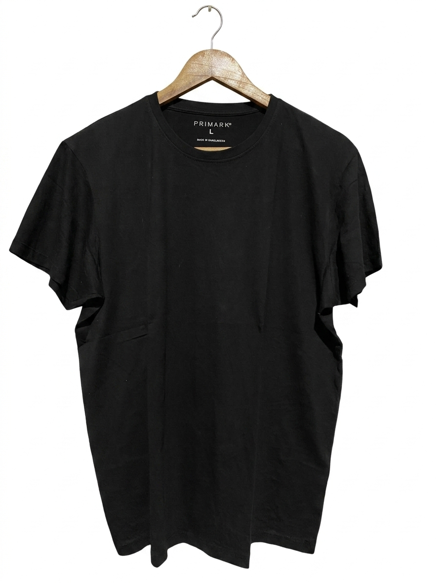 PRIMARK |L| BUST 23| B23| BLACK CREW NECK T-SHIRT - PREMIUM COTTON