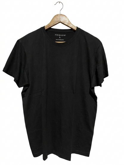 PRIMARK |L| BUST 23| B23| BLACK CREW NECK T-SHIRT - PREMIUM COTTON