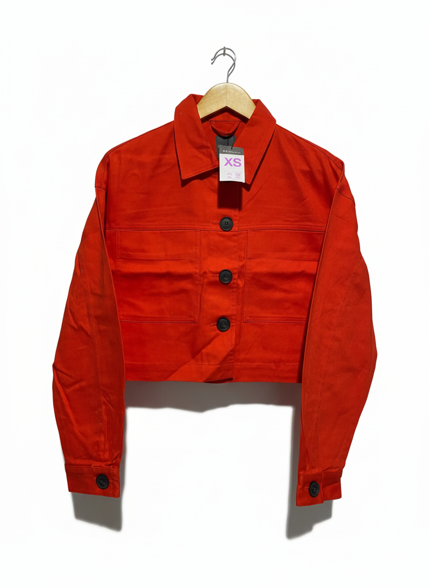 Primark|XS| Mini Cropped Red Jean Jacket