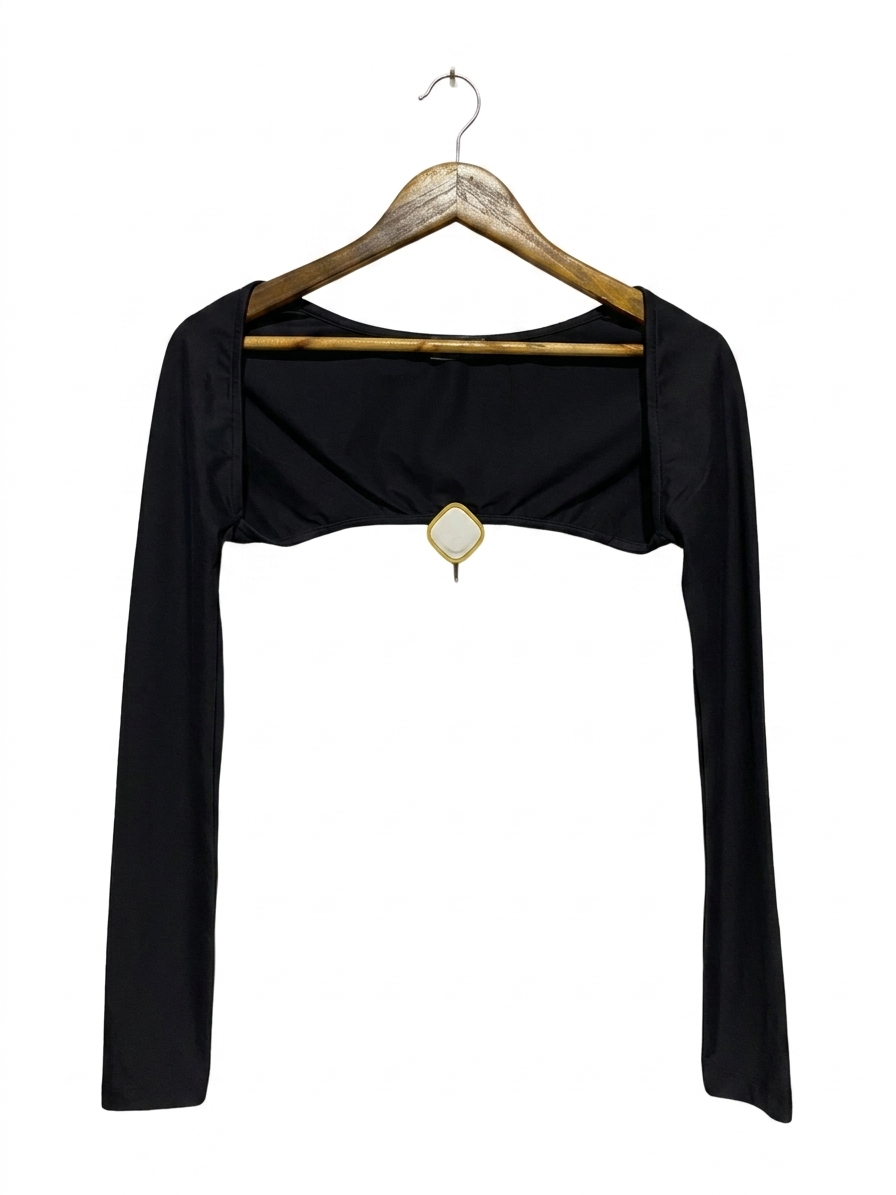 WHITE FOX |M| BUST 15| B20| CHIC WOMEN'S BLACK ULTRA-CROP TOP