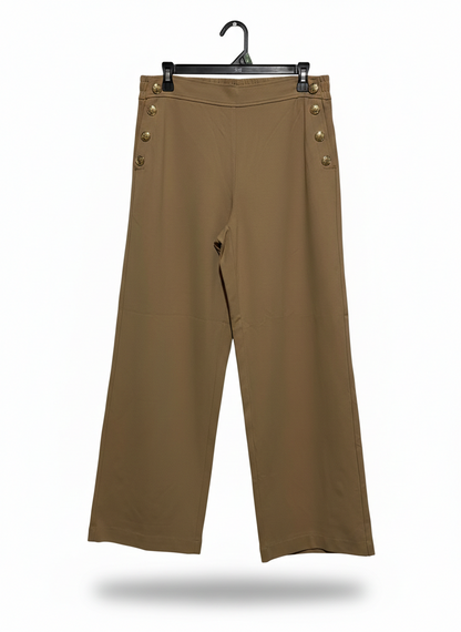 SUZANNEGRAE |L| WAIST 30| VINTAGE-INSPIRED BUTTON-DETAIL WIDE-LEG TROUSERS