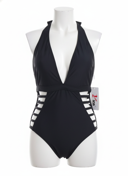 YIRA|L|BUST 13|Ladder Cutout Halter Neck One-Piece Swimsuit