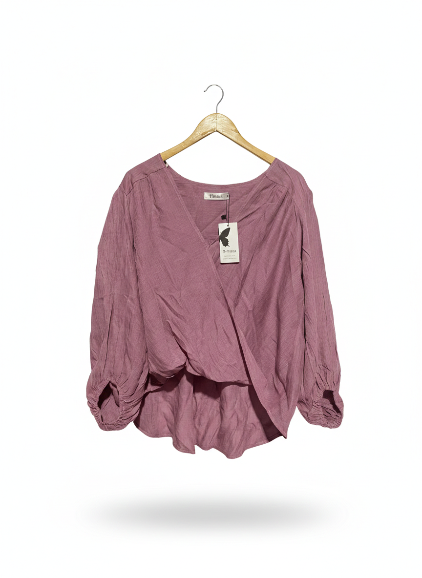 ST FROCK |XL| BUST 24| MAUVE WRAP-FRONT DOLMAN SLEEVE BLOUSE