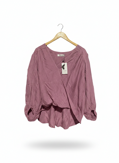 ST FROCK |XL| BUST 24| MAUVE WRAP-FRONT DOLMAN SLEEVE BLOUSE