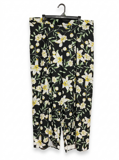 DOROTHY PERKINS |XXL| WAIST 40| B9| BLACK FLORAL PRINT WIDE-LEG PALAZZO TROUSERS