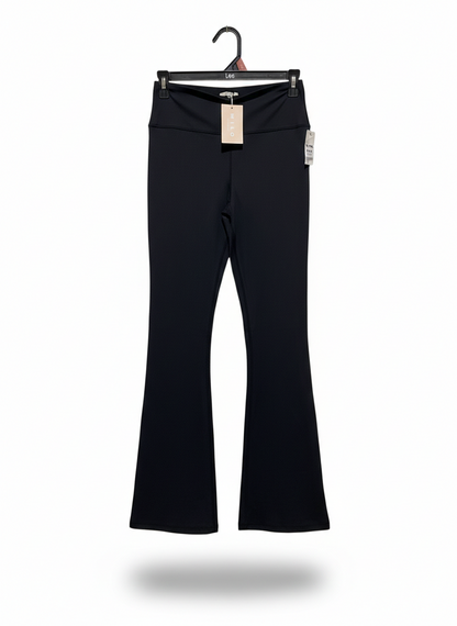 WILO |S| WAIST 26| WOMEN’S BLACK HIGH-RISE FLARED LEGGINGS - YOGA PANTS WITH STYLISH BELL-BOTTOM HEM