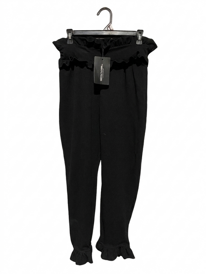 PRETTYLITTLE THING |M| BUST 28| B20| BLACK RUFFLE TRIM HIGH WAISTED LEGGINGS