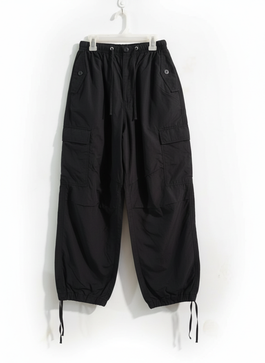 BERSHKA|XS|WAIST 24|BLACK WIDE LEG CARGO PANTS