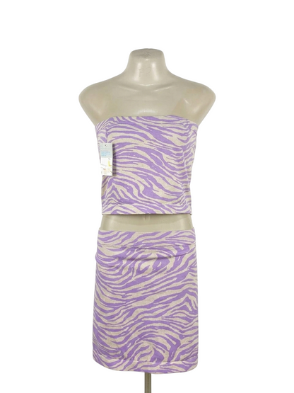 PRIMARK |M| B14| PURPLE ZEBRA PRINT TWO-PIECE TUBE TOP AND MINI SKIRT SET