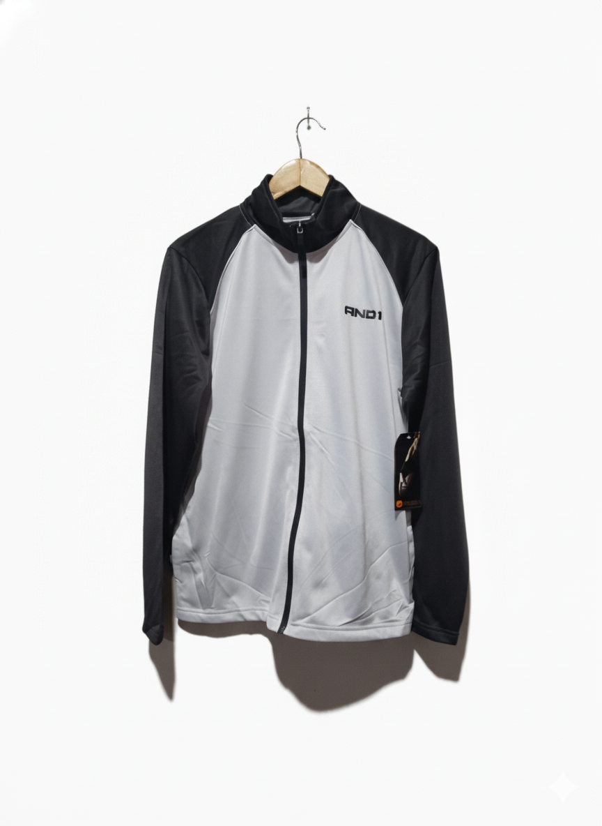 AND1 Jacket Full Zip Gray Athletic Basketball Long Sleeve W-21 /L-27