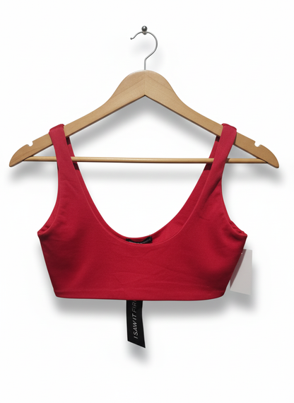 I SAW IT FIRST|M|BUST 13.5|Red Scoop Neck Crop Top