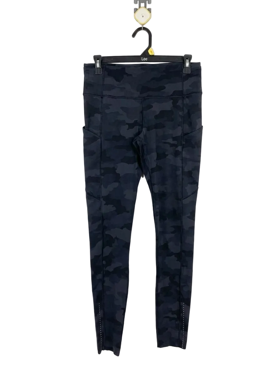 LULULEMON | M| WAIST 28| PREMIUM DARK CAMO REFLECTIVE RUNNING TIGHTS
