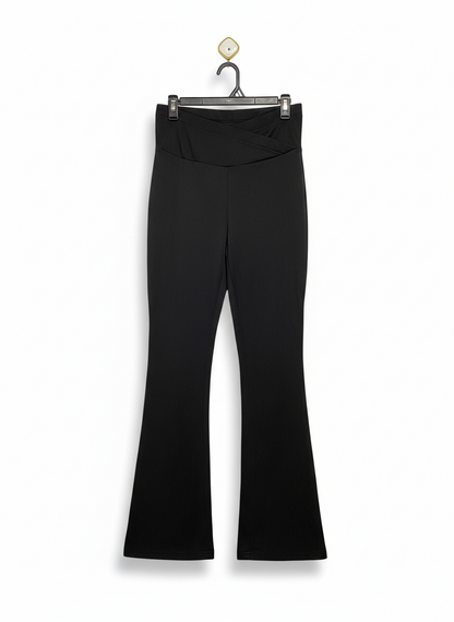 SHEIN |S| WAIST 28| WOMEN'S HIGH-WAISTED CROSSOVER FLARE YOGA PANTS - CLASSIC BLACK