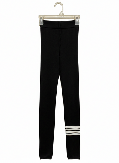 HIGH-WAISTED PERFORMANCE TIGHTS WITH CHIC WHITE TRIPLE-STRIPE ANKLE |XS| WAIST 18