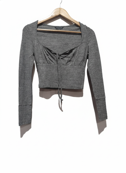 SHEIN Privé Tie Front Ruched Bust Crop Top