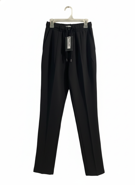 REBELLIOUS|XS|WAIST 20|BLACK DRAWSTRING WIDE LEG TROUSERS