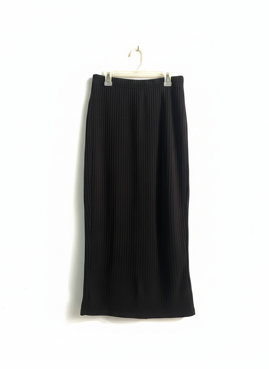 NEWLOOK|M|WAIST 26|BLACK RIBBED KNIT MIDI PENCIL SKIRT