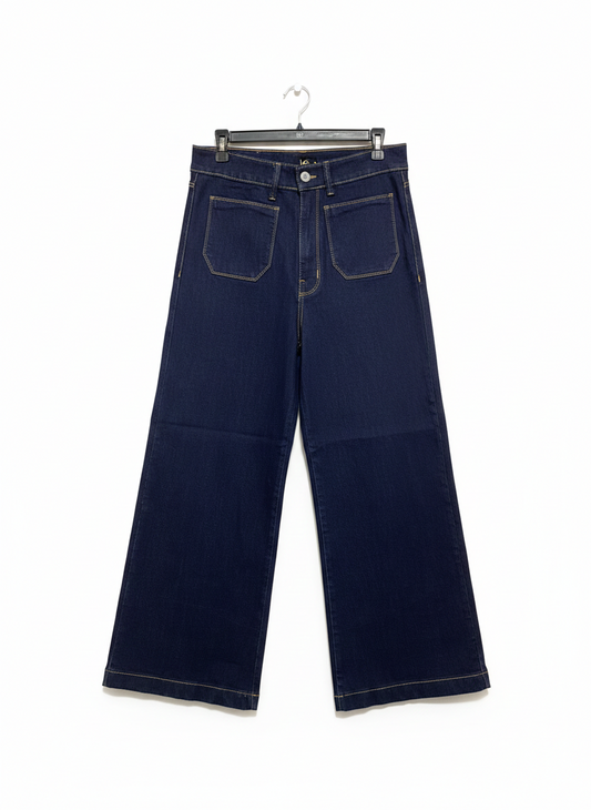 CAROLINA |L| WAIST 32| Dark Blue Patch Pocket Wide Leg Jeans
