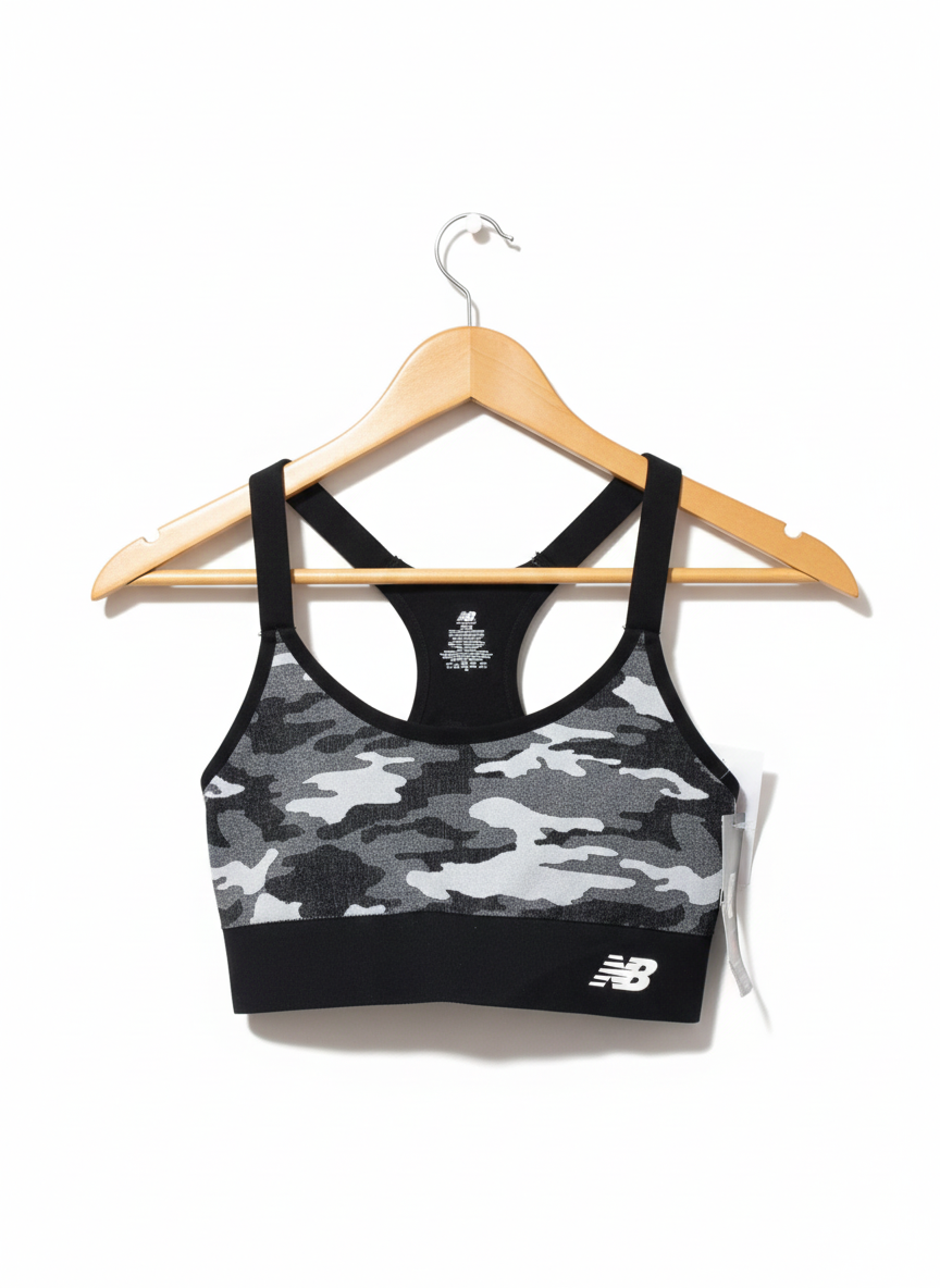NEW BALANCE|S/M|BUST 12.5|CAMOUFLAGE RACERBACK SPORTS BRA