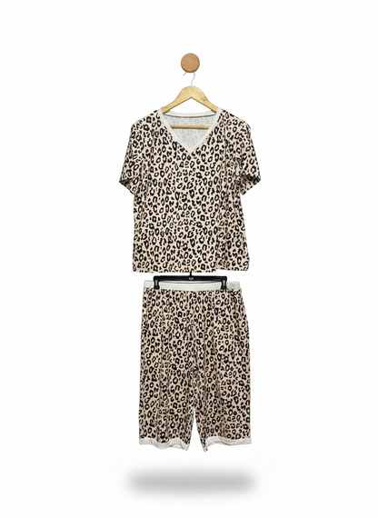 WOMEN’S TAN LEOPARD PRINT LOUNGE SET |XL|