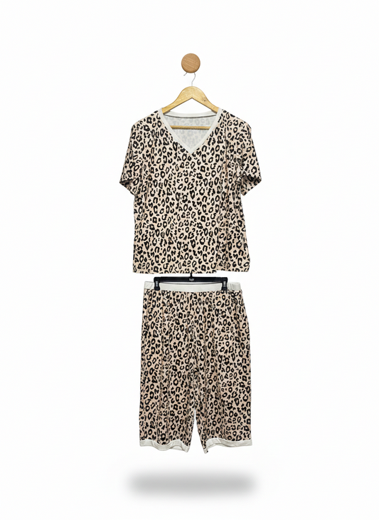 WOMEN’S TAN LEOPARD PRINT LOUNGE SET |XL|