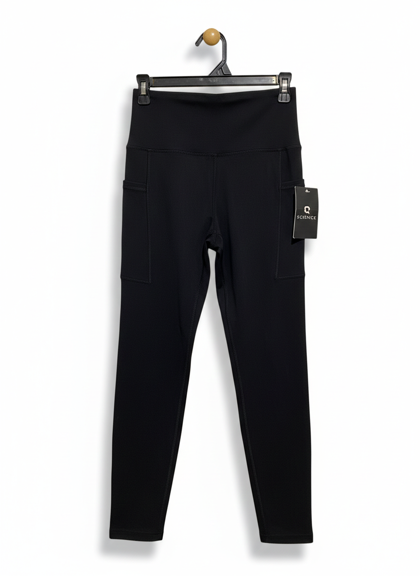 Q SCIENCES |M| WAIST 25| HIGH-WAISTED BLACK PERFORMANCE LEGGINGS