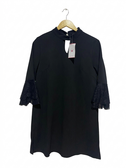 SHEIN |L| BUST 20| B9| PREMIUM BLACK LACE-FLARE SLEEVE TUNIC DRESS FOR WOMEN