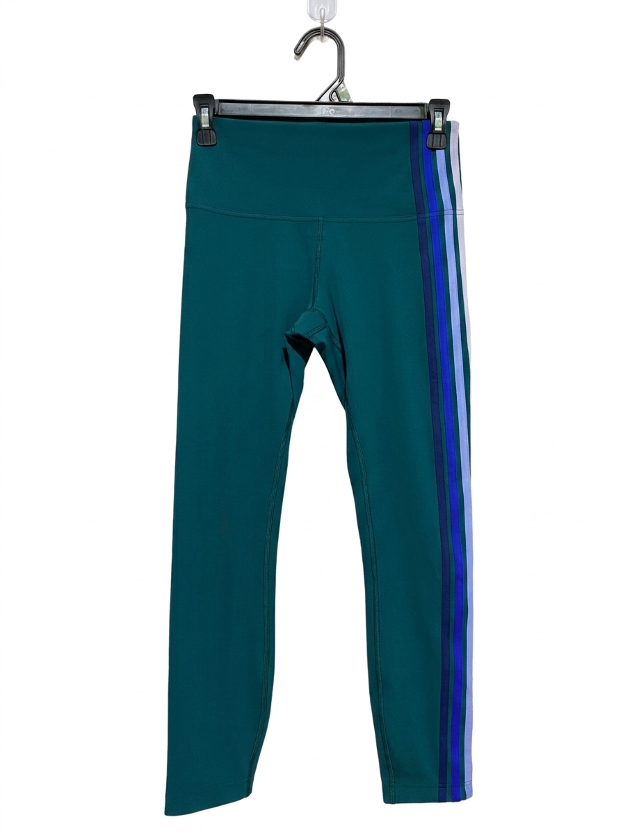 LULULEMON |S| WAIST 25| HIGH-RISE STRIPED PERFORMANCE LEGGINGS - TEAL
