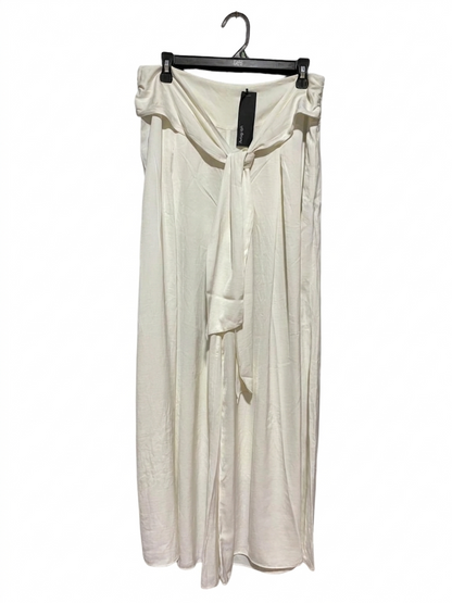 AUTOGRAPH |L| WAIST 32| VIGOSS OFF-WHITE TIE-WAIST WIDE-LEG PALAZZO PANTS