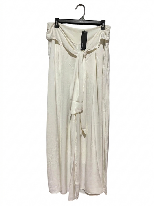 AUTOGRAPH |L| WAIST 32| VIGOSS OFF-WHITE TIE-WAIST WIDE-LEG PALAZZO PANTS