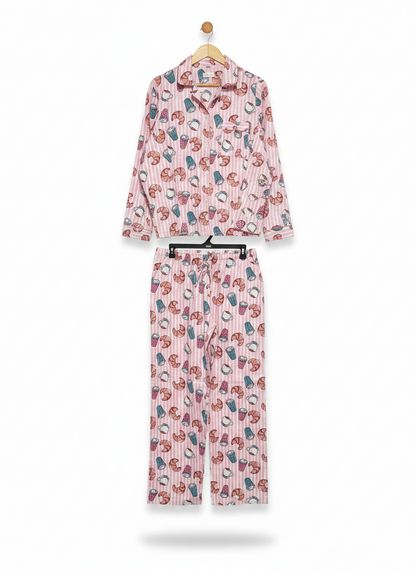 SOHO |S/M| WOMEN’S PINK STRIPED BREAKFAST PAJAMA SET