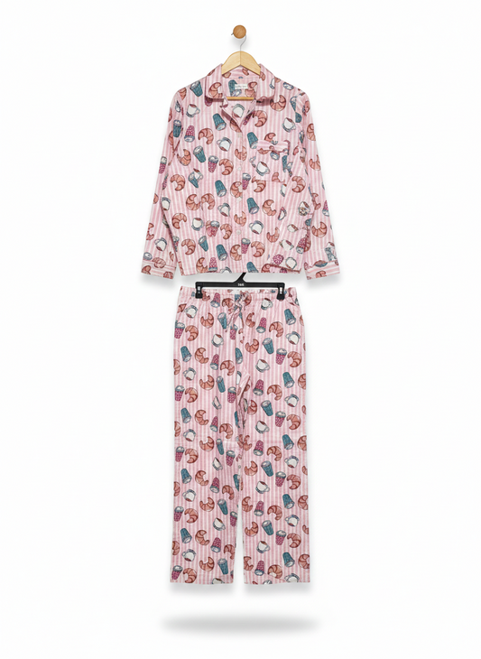 SOHO |S/M| WOMEN’S PINK STRIPED BREAKFAST PAJAMA SET