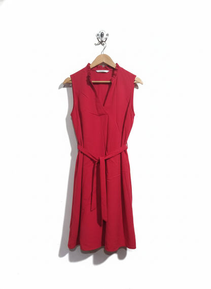 TU Woman Red Ruffle Neck Sleeveless Dress