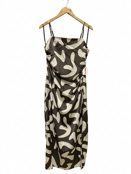PAPER HEART |L| BUST 17| B11| ABSTRACT PRINT RUCHED MIDI SLIP DRESS