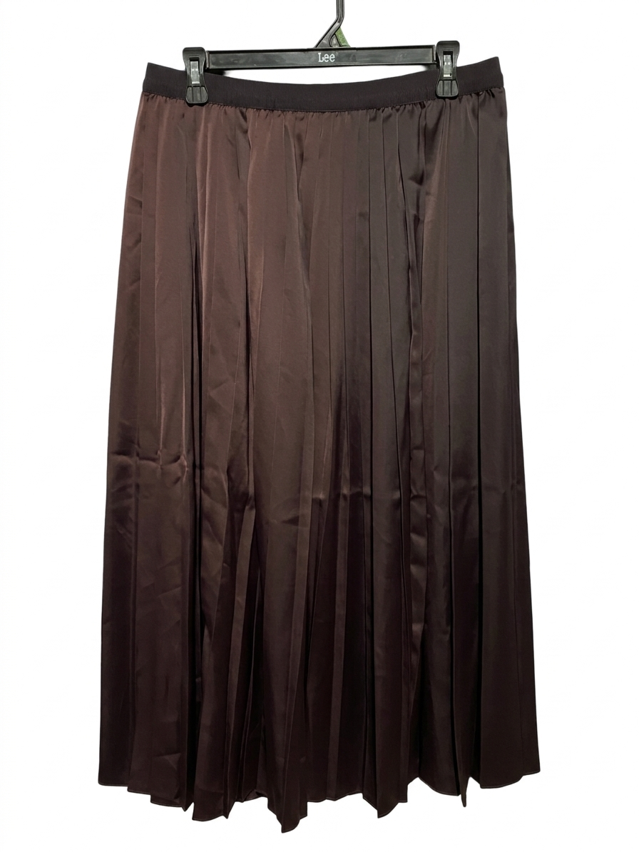 UNIQLO |L| WAIST 30| B13| ELEGANT CHOCOLATE BROWN GLOSSY ACCORDION PLEAT SKIRT
