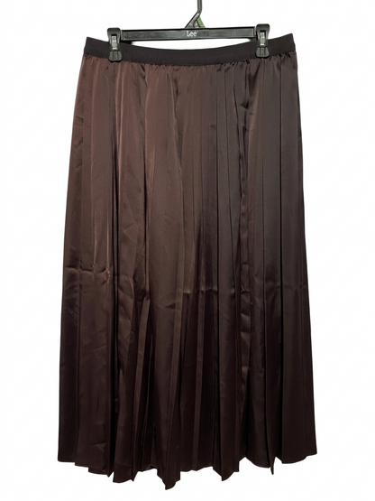 UNIQLO |L| WAIST 30| B13| ELEGANT CHOCOLATE BROWN GLOSSY ACCORDION PLEAT SKIRT