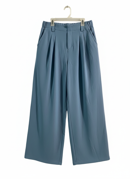HALARA|M|WAIST 28|BLUE WIDE-LEG PLEATED TROUSERS