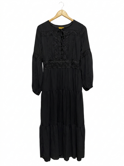 NEW LION |L| BUST 18| C5| BLACK LONG SLEEVE BOHO MAXI DRESS