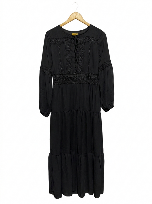NEW LION |L| BUST 18| C5| BLACK LONG SLEEVE BOHO MAXI DRESS