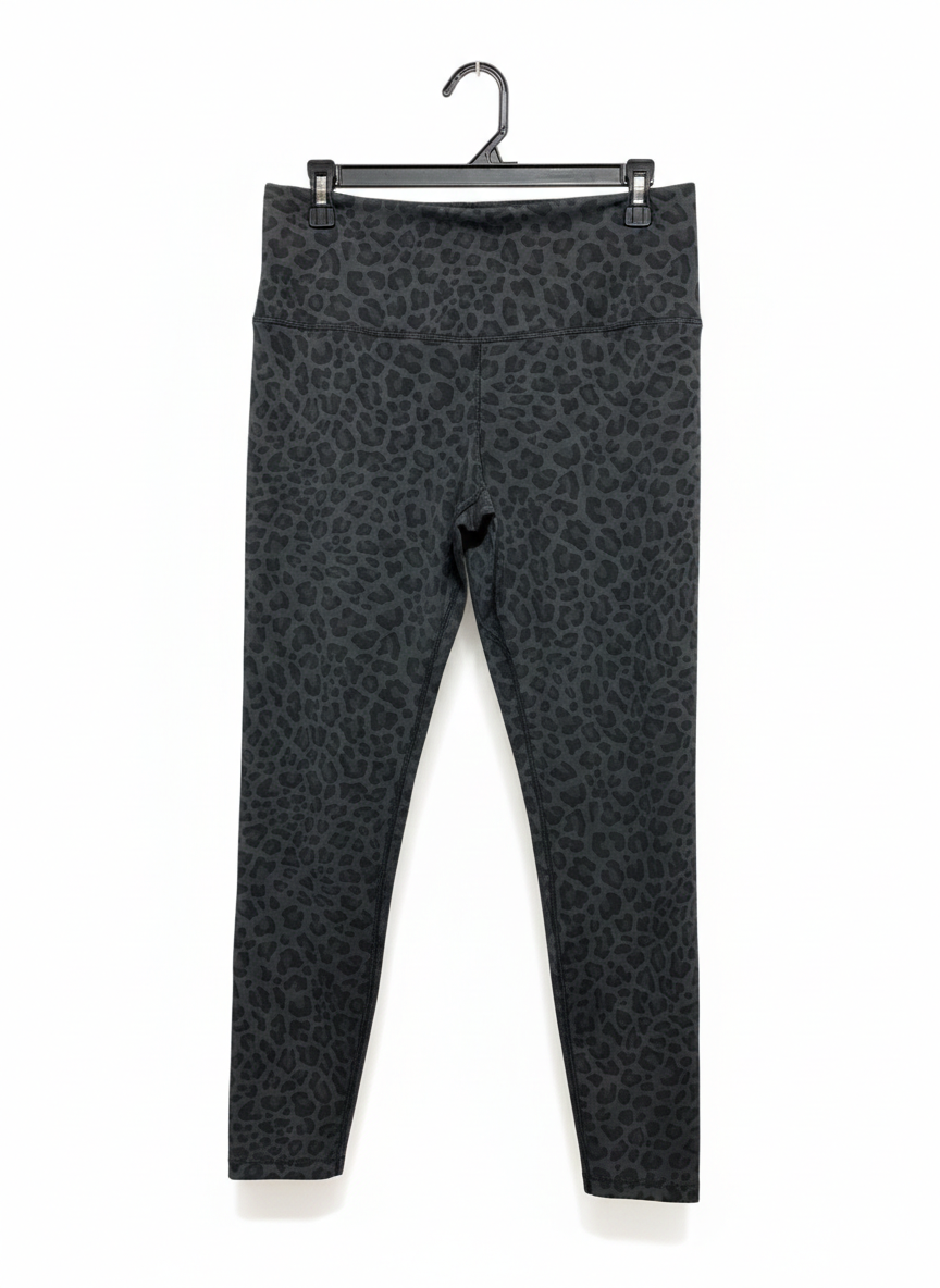 NIKE |L| WAIST 32| B23|HIGH-WAISTED CHARCOAL LEOPARD PRINT YOGA LEGGINGS - FULL LENGTH ACTIVEWEAR